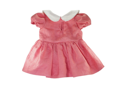 'Chloe' Cotton Linen Dress - Watermelon Pink (0-3M)