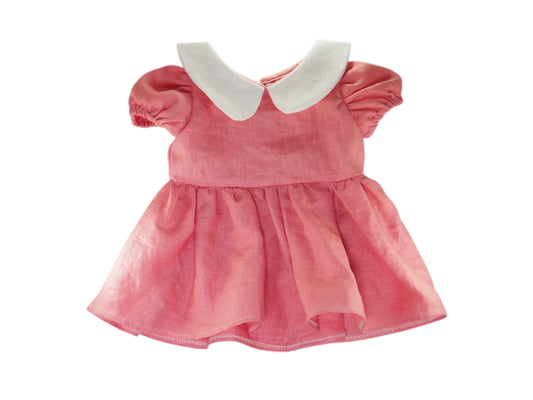 'Chloe' Cotton Linen Dress - Watermelon Pink (0-3M)