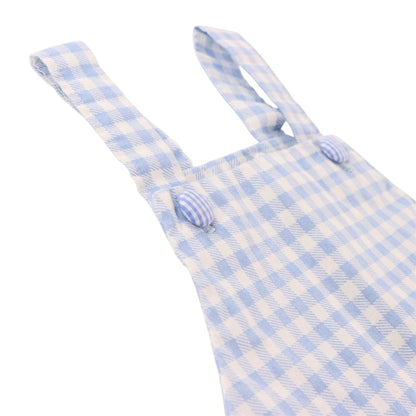 Cuffed Cotton Overalls - Baby Blue Gingham
