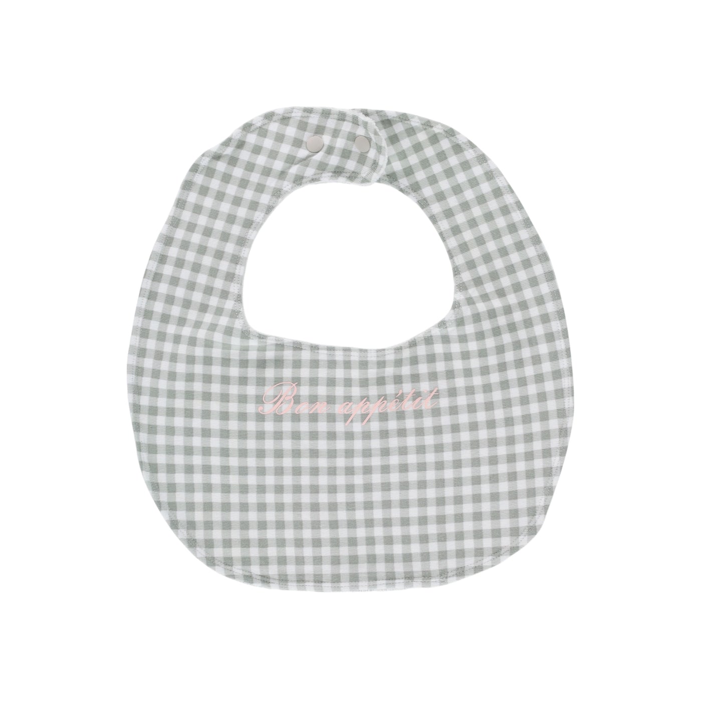 "Bon Appétit" Organic Cotton Baby Bib - Sage Gingham
