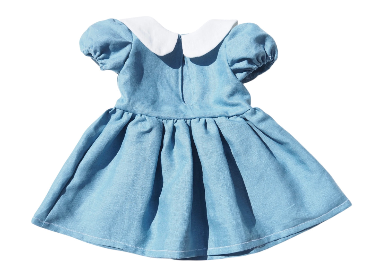 'Chloe' Cotton Linen Dress - Sky Blue (6-9M)