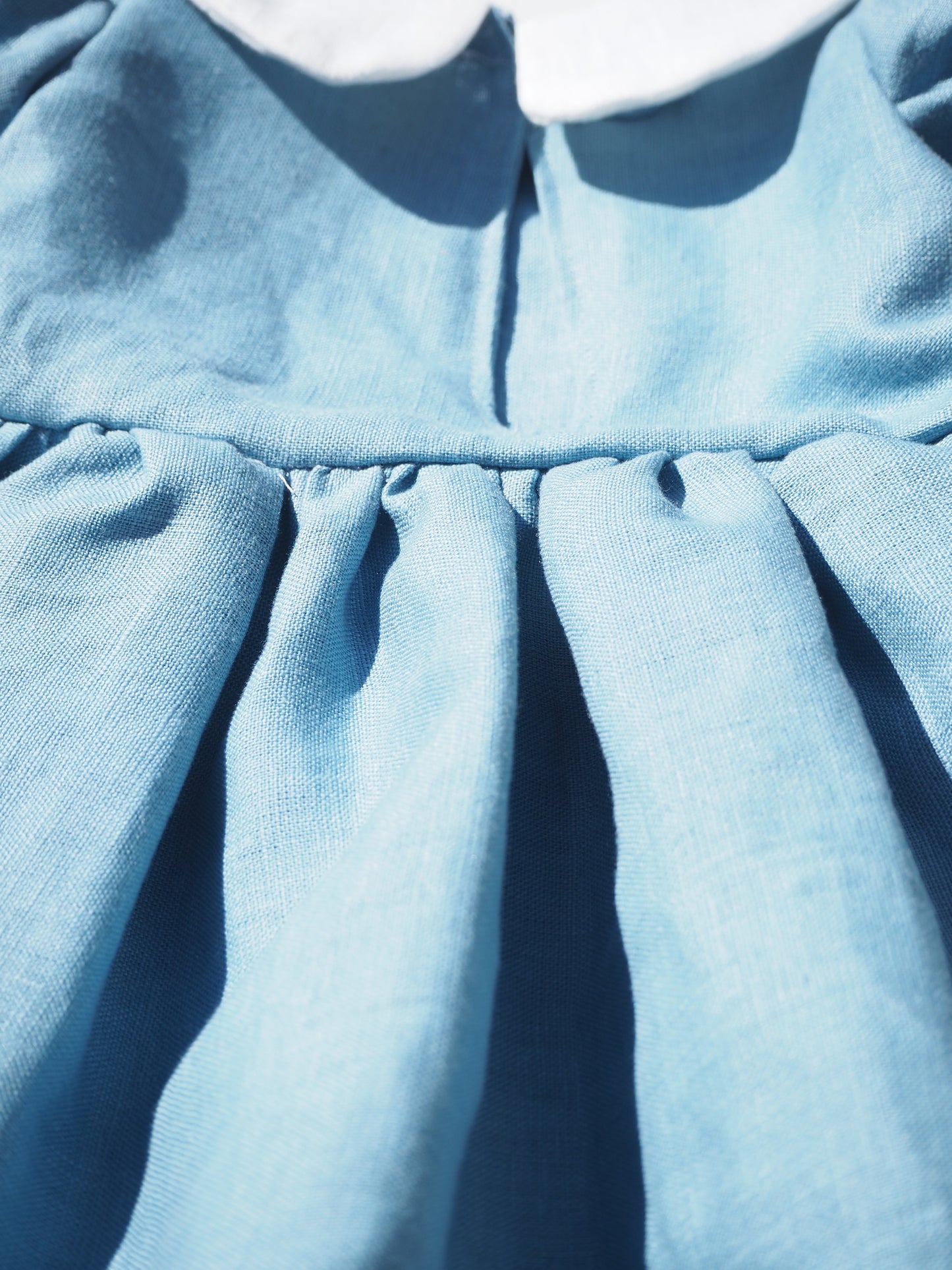 'Chloe' Cotton Linen Dress - Sky Blue (6-9M)