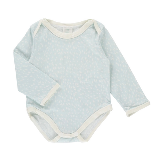 Mint Spots Long Sleeve Cotton Baby Onesie