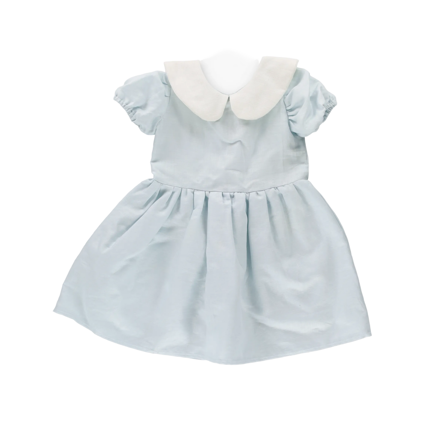 'Chloe' Cotton Dress - Powder Blue (18-24M)